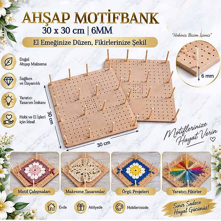 Ahşap Motifmatik Tahtası 30x30 Cm - 1