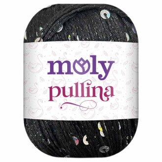 Moly Pullina Simli Örgü İpi ( 50 Gr ) 30 Siyah Gümüş - Moly