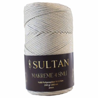 NO:4 Simli Polyester Makrome İpi ( 200 Gr ) 1024 Taş Rengi - Sultan