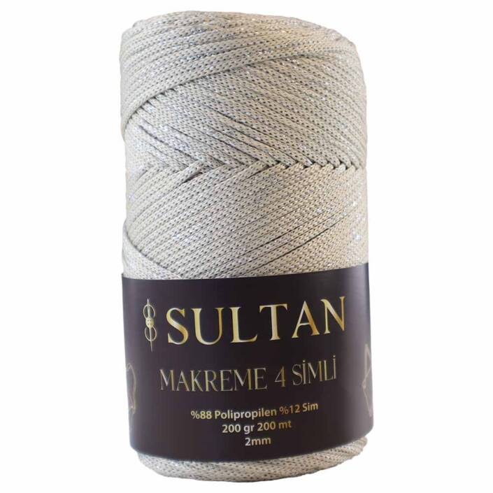 NO:4 Simli Polyester Makrome İpi ( 200 Gr ) 1024 Taş Rengi - 1