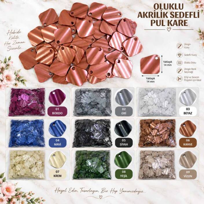 Oluklu Akrilik Sedef Çanta Pulu ( 50 Gram ) - 1