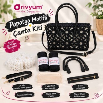 Papatya Motif Çanta Kiti ( Motif + İp + Astar + 2 Sap + Fermuar ) - Orivyum