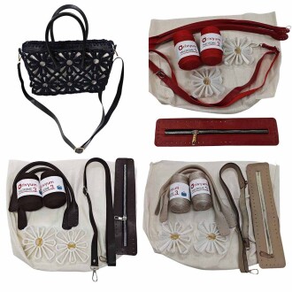 Papatya Motif Çanta Kiti ( Motif + İp + Astar + 2 Sap + Fermuar ) - 3