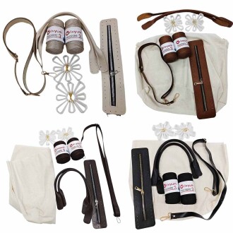 Papatya Motif Çanta Kiti ( Motif + İp + Astar + 2 Sap + Fermuar ) - 5