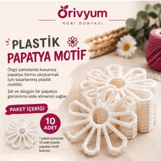 Plastik Papatya Motif Model 1 ( 10 Adet ) - Orivyum
