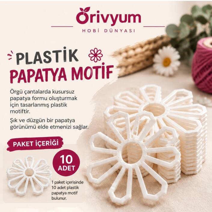 Plastik Papatya Motif Model 1 ( 10 Adet ) - 1