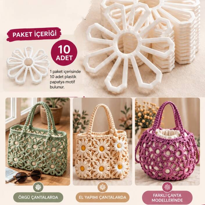 Plastik Papatya Motif Model 1 ( 10 Adet ) - 2